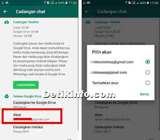 mengaktifkan backup chat WA ke google drive