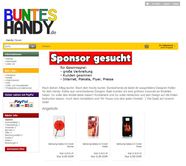 Homepage Onlineshop Buntes Handy