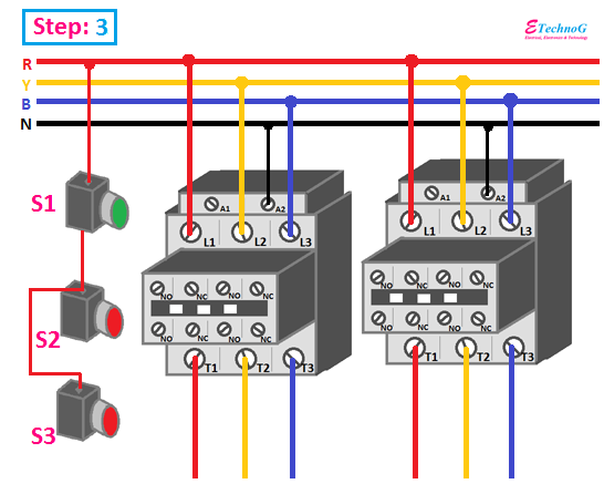 contactor interlocking circuit making procedure step 3