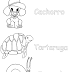 Animais para colorir. Desenho de cachorrinho, tartaruga e caracol para crianças colorir