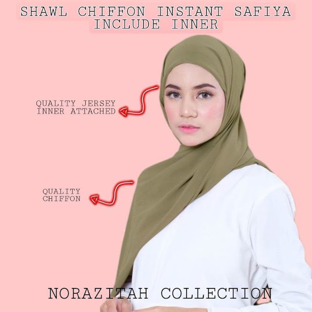 shawl chiffon mudah pakai