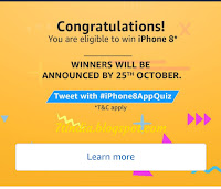 Answer all the 5 questions to win iphone 8 from Amazon.