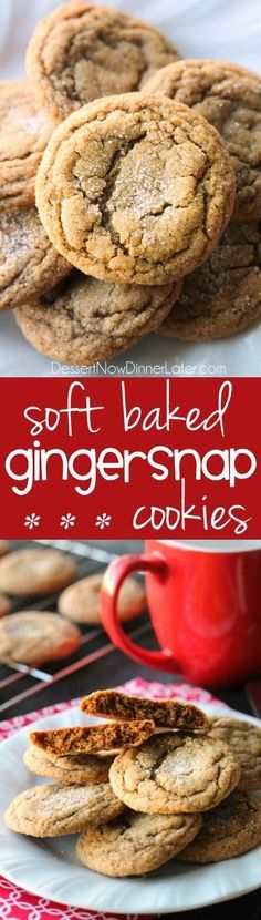 These Soft Baked Gingersnap Cookies are thick and chewy, and full of rich molasses, ginger, and spices for a wonderful Christmas cookie everyone will love!
