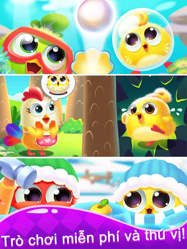 Puzzle Wings: match 3 games - Giải câu đố ghép 3 trái cây cùng gia đình gà con đáng yêu c