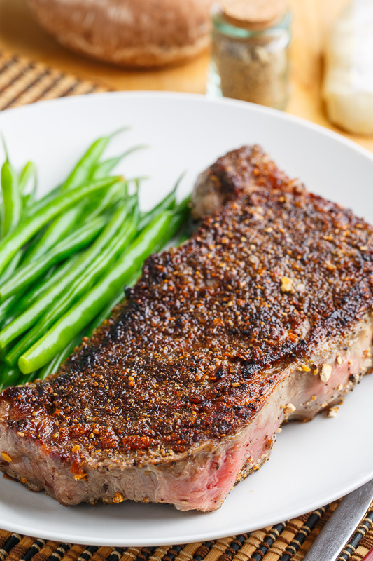 Mushroom and Peppercorn Crusted Steak in a Creamy Brie Mushroom Sauce