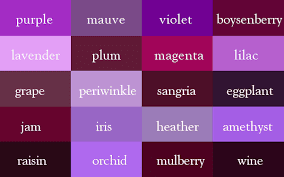 shades of purple, color thesaurus