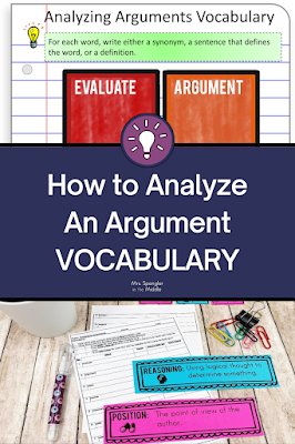Before middle school students can analyze, they need to be familiar with appropriate vocabulary.