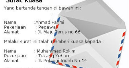 Contoh Surat Kuasa yang Baik dan Benar Terbaru 2013