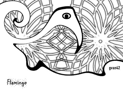 Flamingo Bird - FREE COLORING BOOK Feel free to Print it and Color With Felt Pens