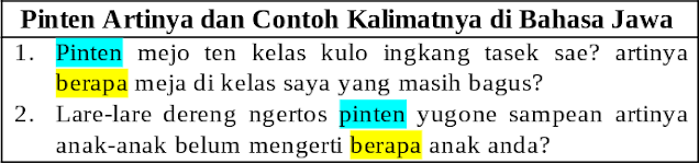 Pinten Artinya dan Contoh Kalimatnya di Bahasa Jawa