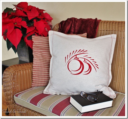 Silk Screened Holiday Pillow Cover 
