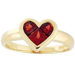 Gold And Ruby Heart Rings