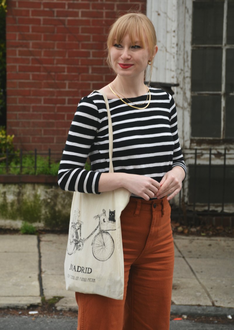 Striped Top with Gold Necklaces