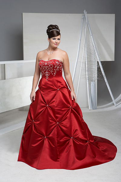 Elegant Bridal  Style Plus  Size  Red  and White Wedding  Dresses 
