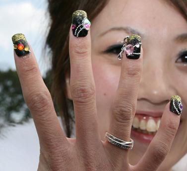 Pink Black And White Nails. nail art for short nails.
