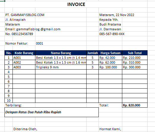 Download Template Invoice Excel Otomatis dan Siap Pakai