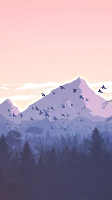 Papel de Parede Arte Digital Paisagem Montanha