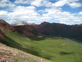 Snowmass Mountain in the distance and the Fravert Basin in front. From Frigid Air Pass