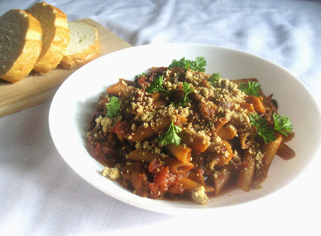 Penne Pasta with Mushroom and Eggplant