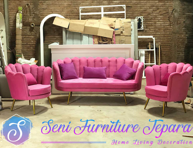 Sofa Tamu Minimalis Jepara New Pinky Fabric Color SF-0165