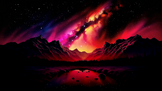 Night Mountain Landscape illustration generated by ai midjourney