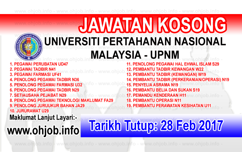 Jawatan Kosong UPNM - Universiti Pertahanan Nasional 