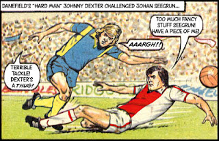 Johnny "Hard Man" Dexter (Danefield United) fouls Johan Seegrun (Alkhoven)