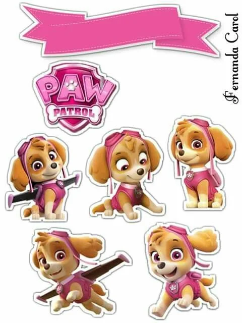 Skye of Paw Patrol Free Printable Cake Toppers.