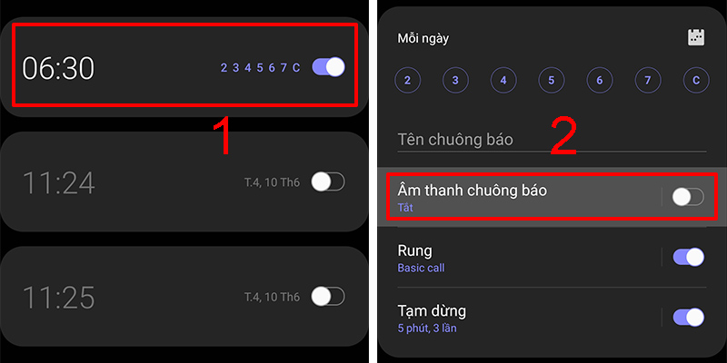 Chọn chuông báo trên trên điện thoại Android
