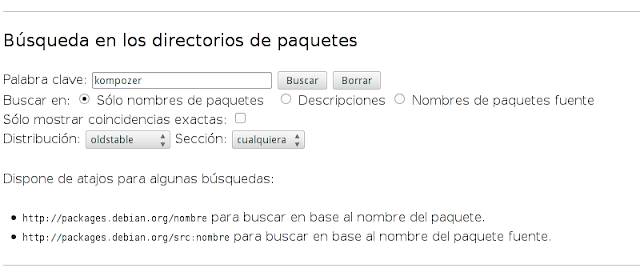 buscar kompozer en debian packages