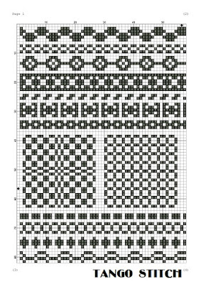 Black cross stitch pattern ornaments hand embroidery pattern - Tango Stitch