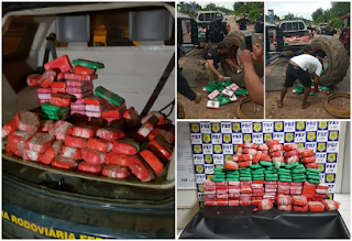 Polícia Rodoviária apreende cerca de 300 quilos de cocaína e pasta base na BR-316 no MA