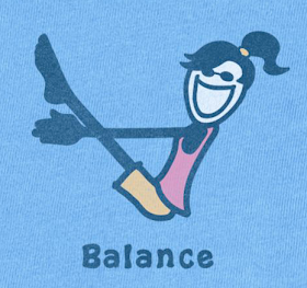 Picture of woman in a yoga pose, with the word Balance - from a T-shirt design