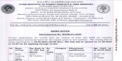 Multi Tasking Staff Jobs in Indian Council of Forestry Research and Education