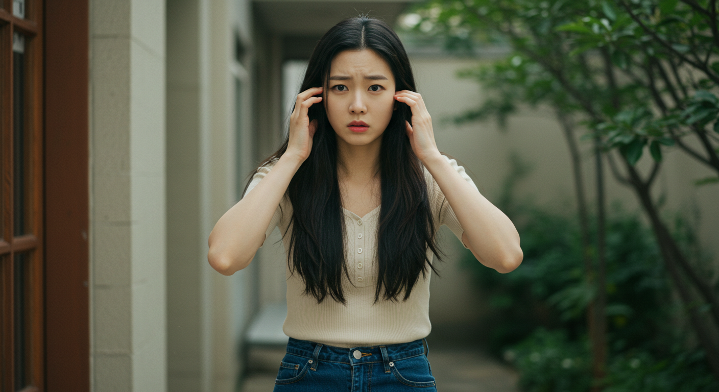 어지러운 여성 사진