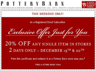 Pottery Barn Coupons on Couponing Craze  Pottery Barn   20  Off Coupon For Today