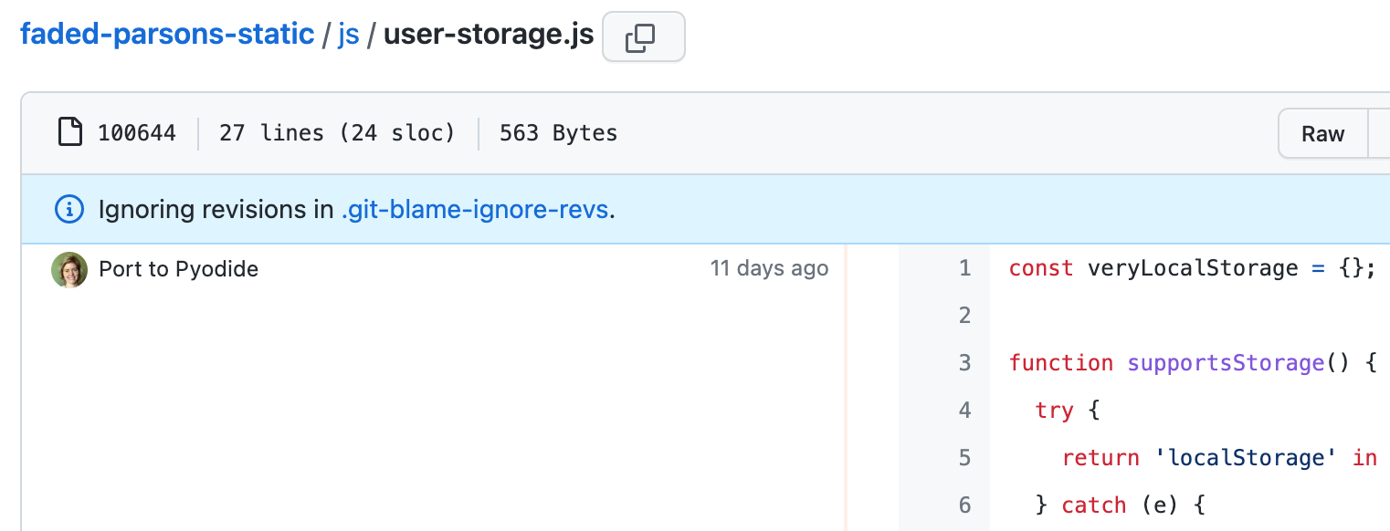 Screenshot from Github blame UI