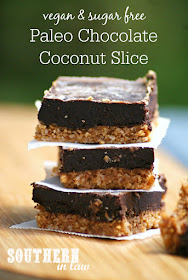 Healthy Paleo Chocolate Coconut Slice Recipe - paleo, vegan, healthy, gluten free, grain free, sugar free, no bake, raw, clean eating recipe 
