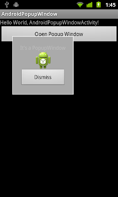 Example of PopupWindow