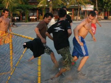 Lorenzo Playing  Soccer in Kuta Beach Bali Indonesia : Photo