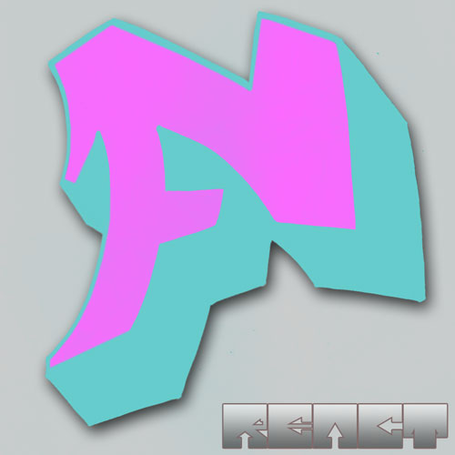 Graffiti is graffiti on the letter F with the color combination of pink and