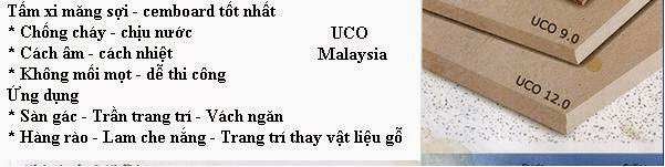 Phân phối và nhận thầu thi công tấm xi măng Uco Malaysia - Cemboard Board