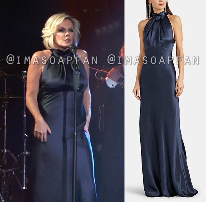 Ava Jerome, Maura West, Navy Blue Halter Neck Silk Gown, Nurses Ball, Dress, General Hospital, GH