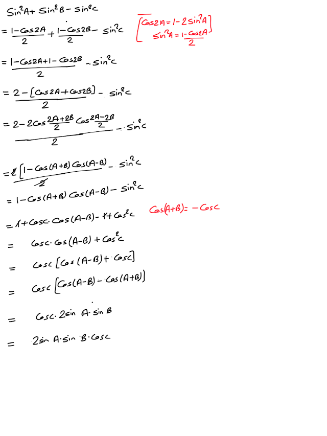 Class ten, Conditional trigonometric identities