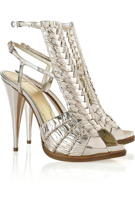 ... the Night Away in Givenchy Metallic Woven Leather High Heel Sandals