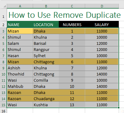 Remove Duplicate