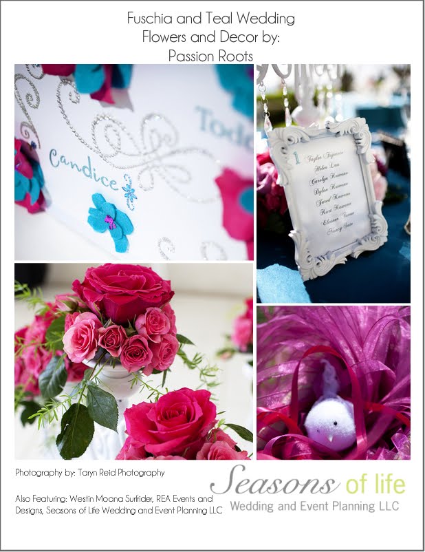 Fuschia and Teal Wedding Details