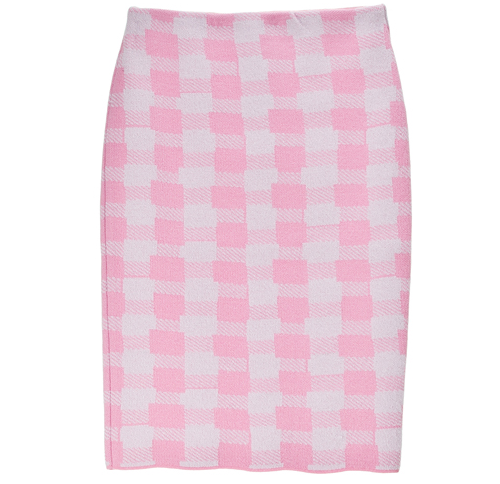 Lucky Chouette's Gingham Check H-Line Knit Skirt