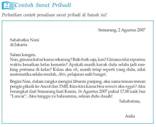 Contoh Surat Pribadi untuk Teman Sekelas (via: contohsurat.co)