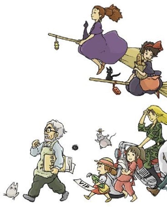 空中庭園と幻の飛行船 超大作 ジブリキャラが大集合して行進しているイラスト ジブリ行進絵 空中庭園と幻の飛行船 超大作 ジブリキャラが大集合して行進しているイラスト ジブリ行進絵